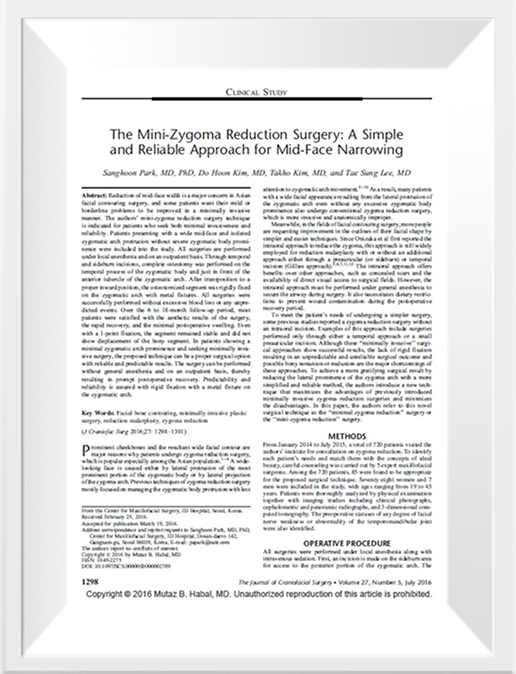 id Hospital - Research for beautiful facial contour - Thesis on Mini quick Zygoma reduction