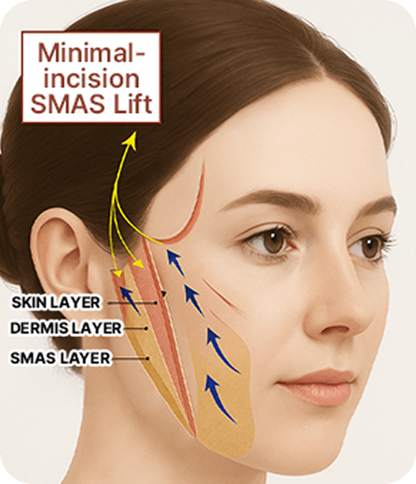 id Hospital - Minimal-incision SMAS Lift - Double Lifting Skill Diagram
