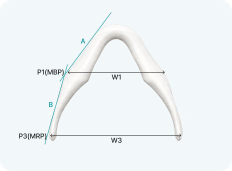 P1(MBP)/P3(MRP) bone thickness measurement diagram